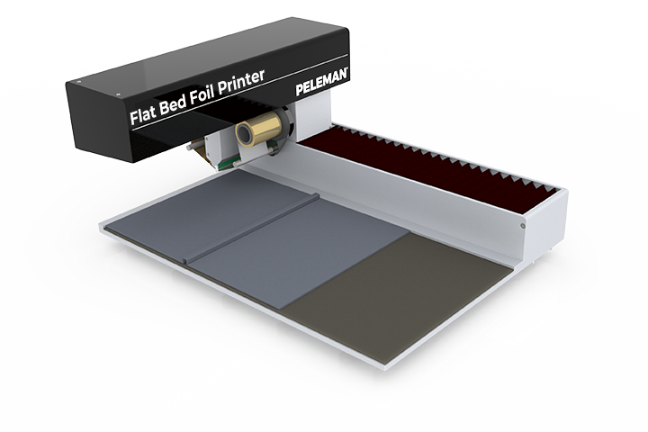 Peleman flat bed foil printer on a white background