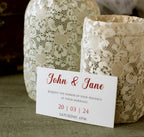 Wedding invitation card with red foil design 