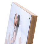 Wooden bamboo photo frame with silver pins a family photo Peleman UK
