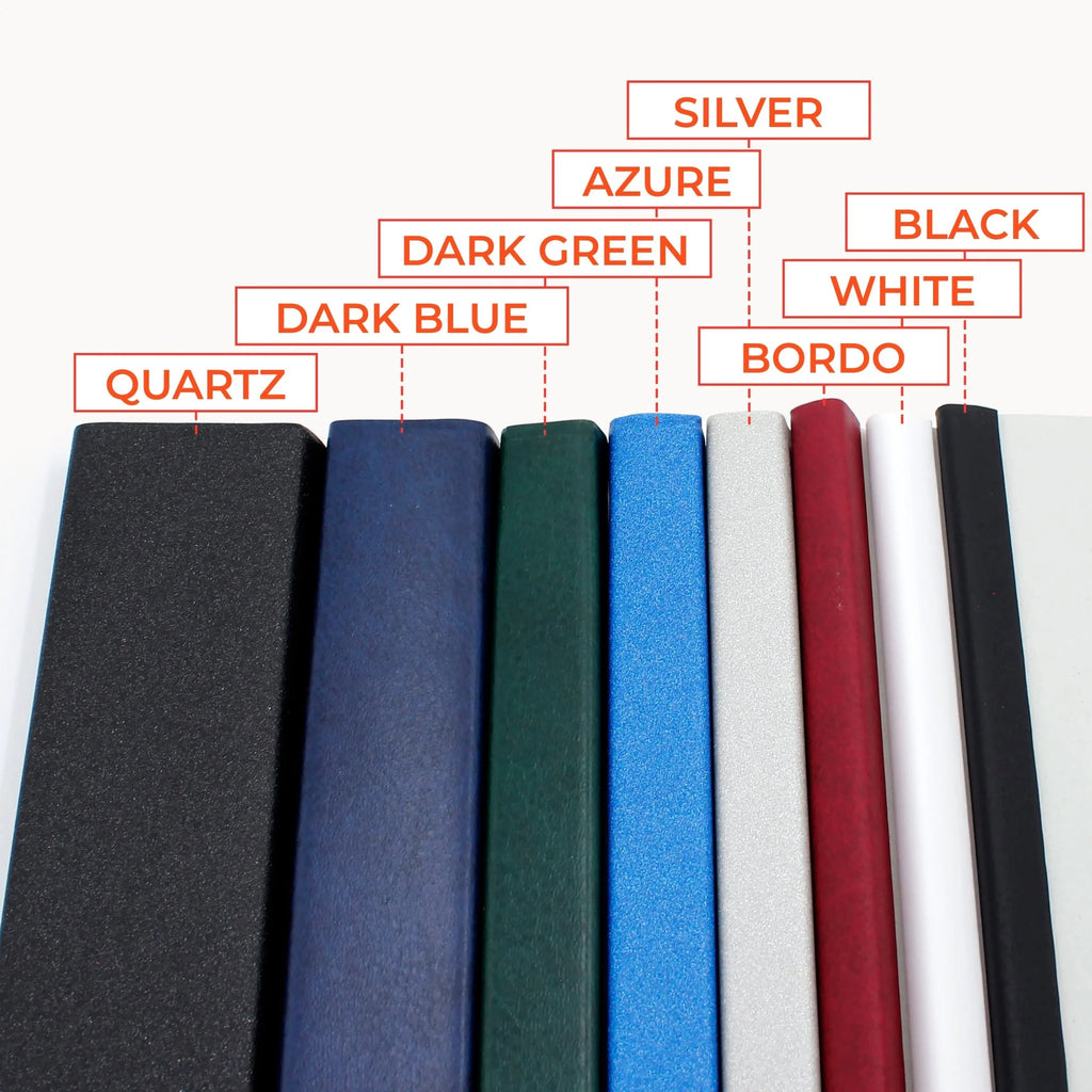 St of coloured spine covers from Binding Products by Peleman