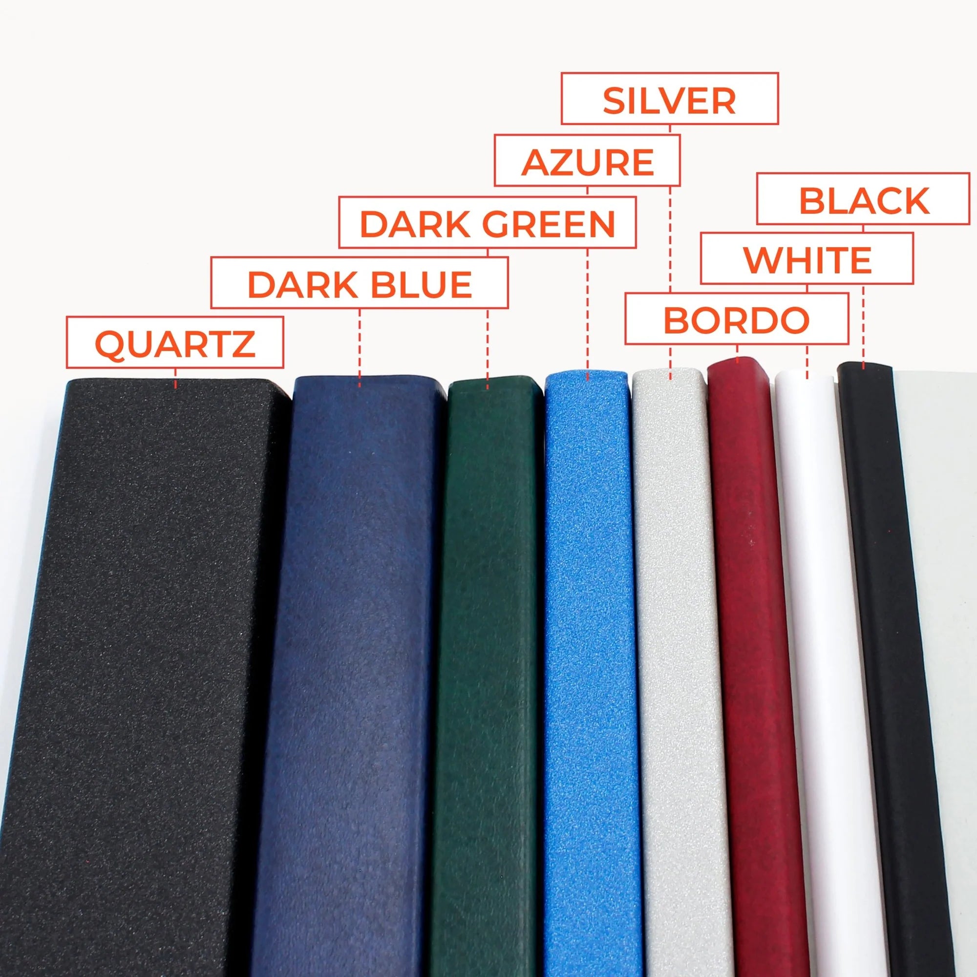 St of coloured spine covers from Binding Products by Peleman