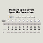 Chart of standard spine cover sizes with Vpaper  120gsm