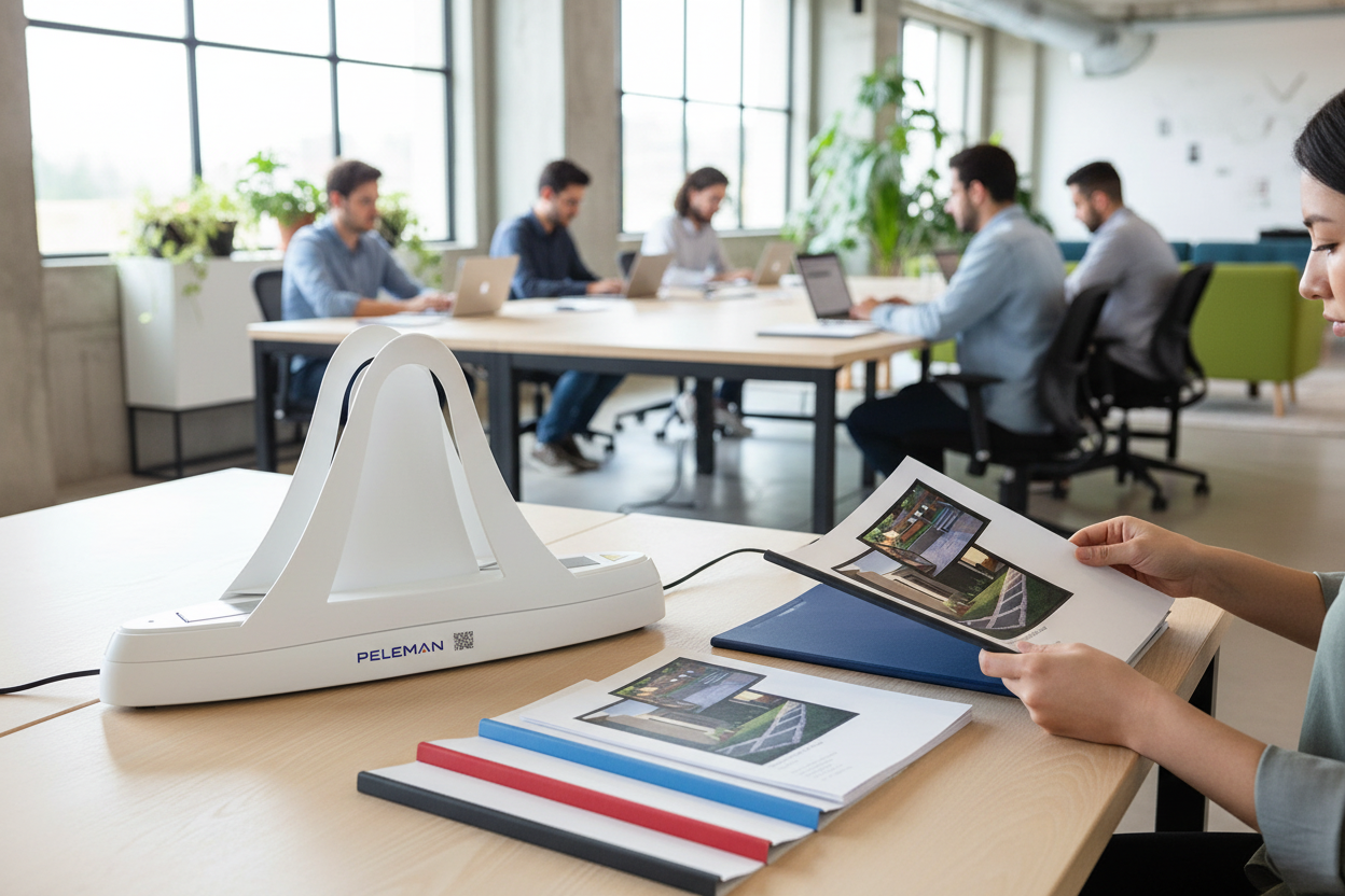 Spine Covers and Binding Machine with Office Background