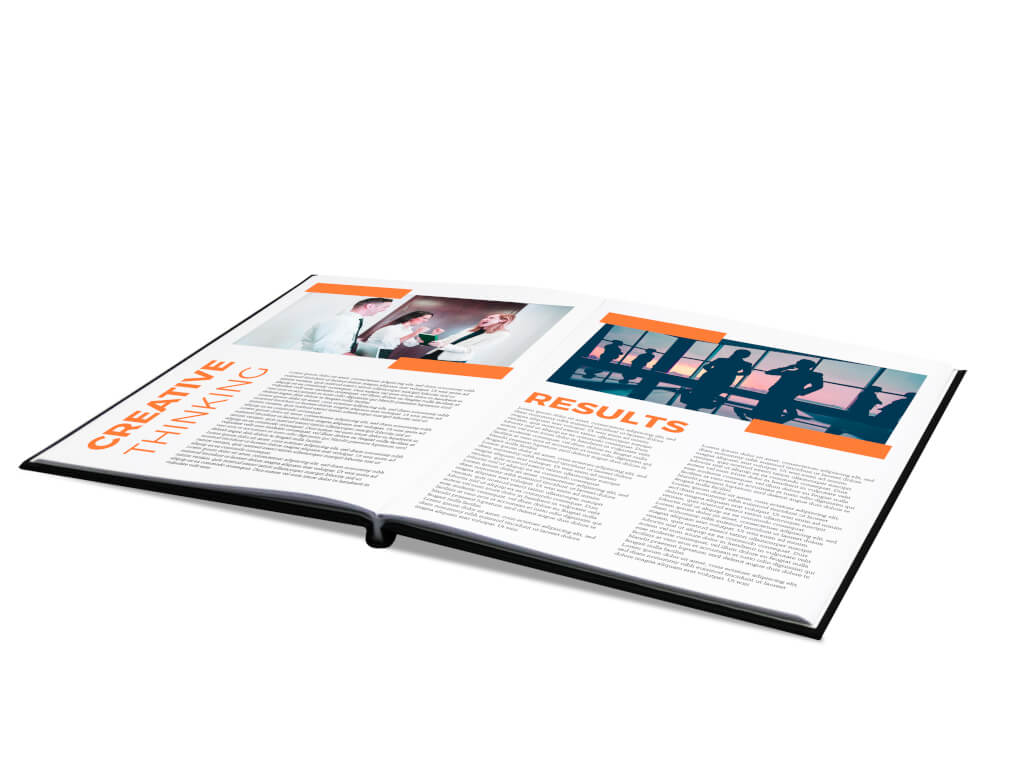Open book showing a page with text and images on a white background using V-Paper UK